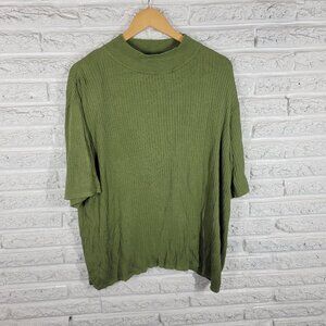 Elisabeth Womens Sweater 3X Plus Mock Turtleneck Green Silk Rayon Office GRE9E